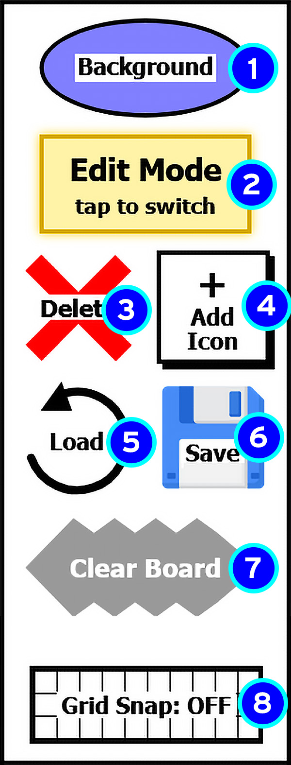 Web Desk sidebar labeled with numbers